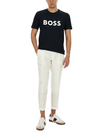 Hugo Boss Boss Sun Protection Logo T Shirt Navy In Black
