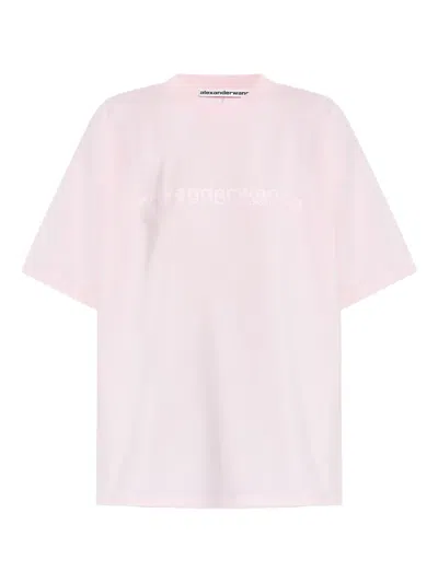 Alexander Wang Cotton Shrunken Logo T-shirt In Pink