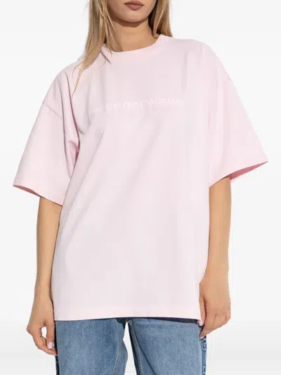 Alexander Wang Cotton Shrunken Logo T-shirt In Pink