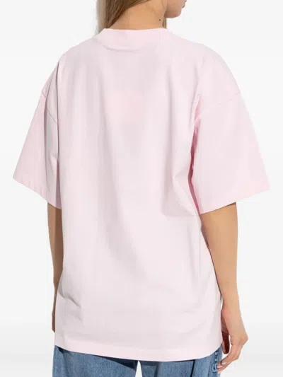 Alexander Wang Cotton Shrunken Logo T-shirt In Pink