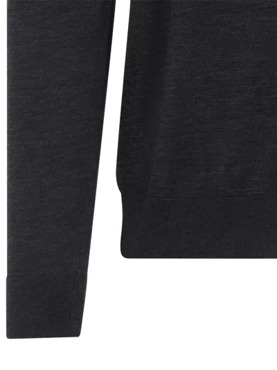 Kiton Long-sleeved Knitted Polo Shirt In Gray