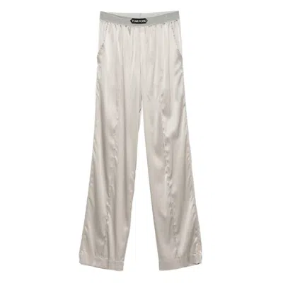 Tom Ford Wide-leg Trousers With Satin Finish In Metallic