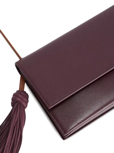 Jil Sander Tassel Shoulder Bag In Viola Leather In Red