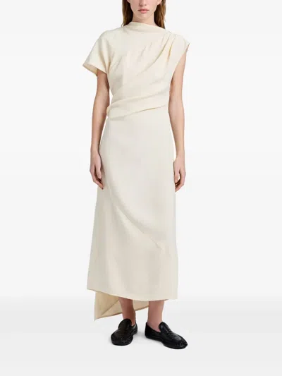 Proenza Schouler Hallie Hammered Viscose Midi Dress In Neutral