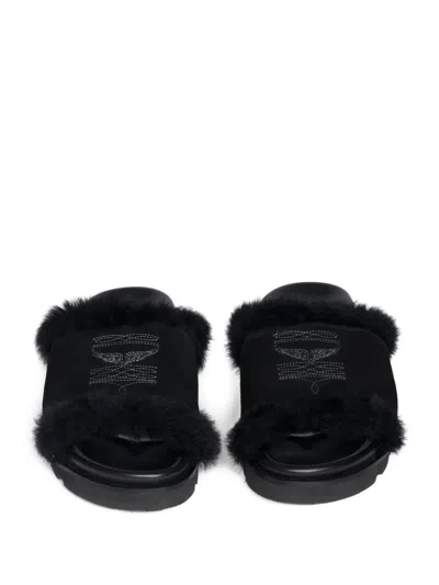 Zadig & Voltaire Teddy Bare Sandals In Black