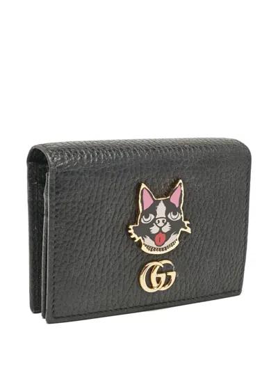 Pre-owned Gucci 2024 Cat-appliqué Wallet In Black