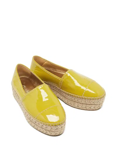 Pre-owned Prada 45mm Leather Espadrilles In Yellow
