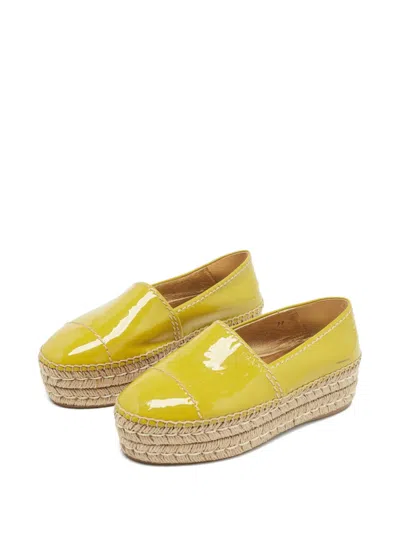 Pre-owned Prada 45mm Leather Espadrilles In Yellow