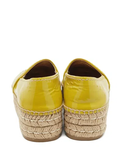 Pre-owned Prada 45mm Leather Espadrilles In Yellow