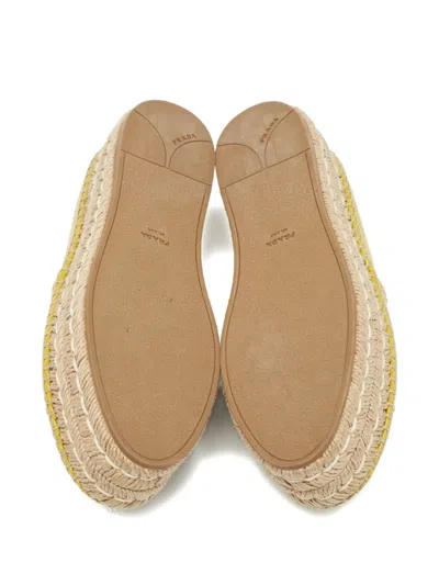 Pre-owned Prada 45mm Leather Espadrilles In Yellow