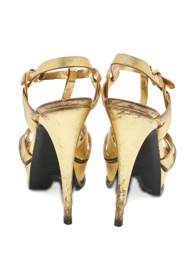 Pre-owned Saint Laurent Metallic Platform Sandals In Gold