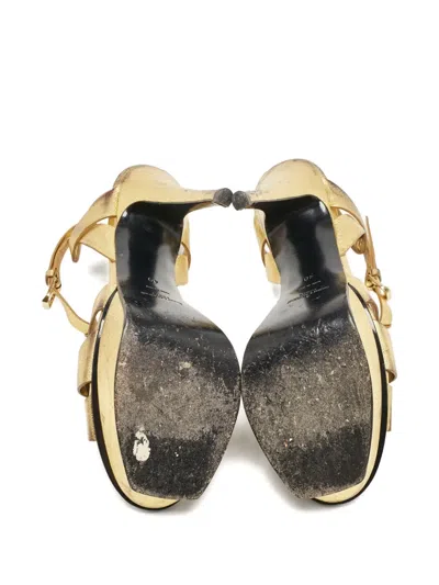 Pre-owned Saint Laurent Metallic Platform Sandals In Gold