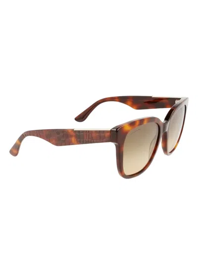 Lacoste Crocodile-effect Square-frame Sunglasses In Brown