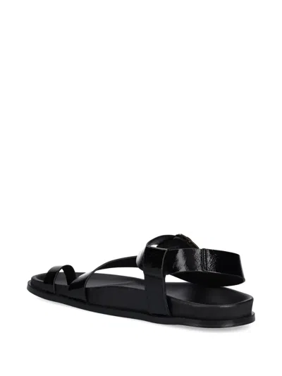 Alohas Flat Sandals With Adjustable Gold Buckle In Black