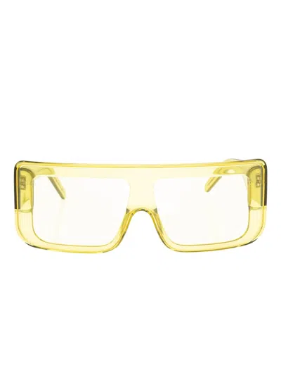 Rick Owens Rectangle-frame Glasses In Yellow