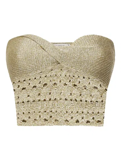 Simona Corsellini Metallic Crochet Top In Gray