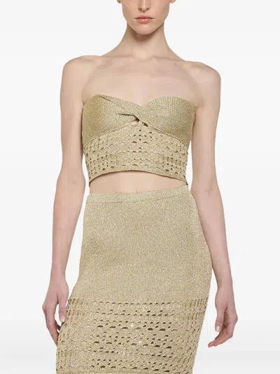 Simona Corsellini Metallic Crochet Top In Gray