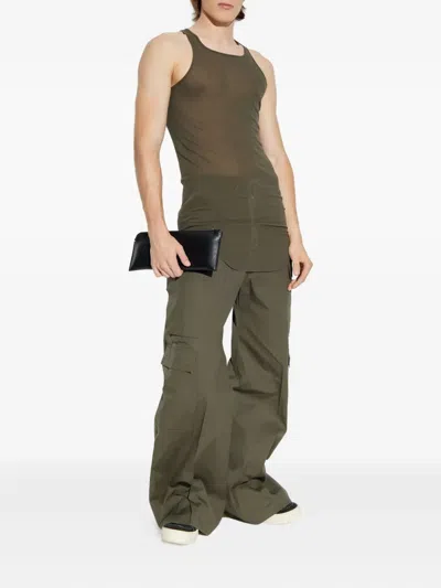 Rick Owens Ribbed Racerback Tank Top In Green