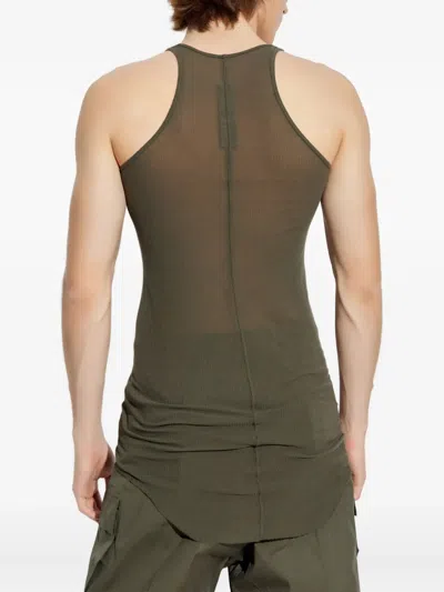 Rick Owens Ribbed Racerback Tank Top In Green