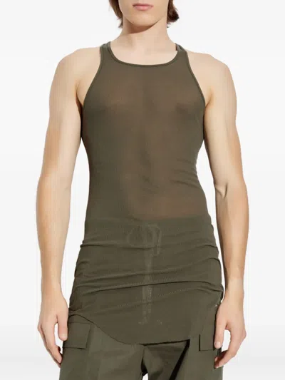 Rick Owens Ribbed Racerback Tank Top In Green