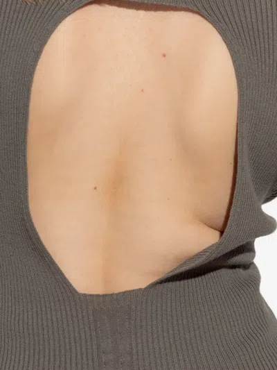 Rick Owens Ribbed Open-back Sweater In Green