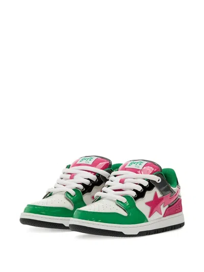 A Bathing Ape Star-patch Leather Trainers In Multi