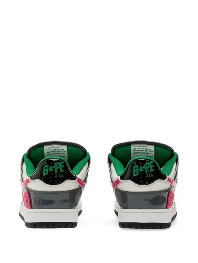 A Bathing Ape Star-patch Leather Trainers In Multi