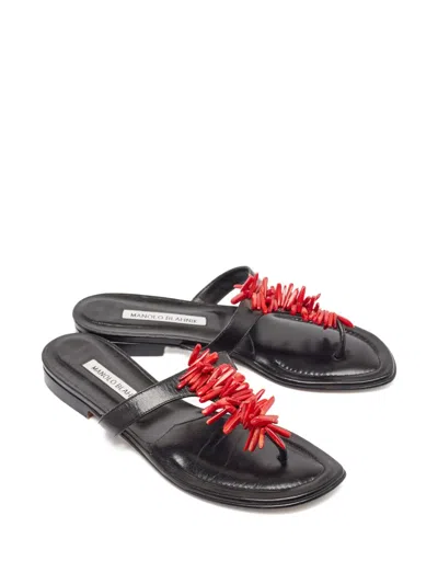 Pre-owned Manolo Blahnik Leather Thong Flats