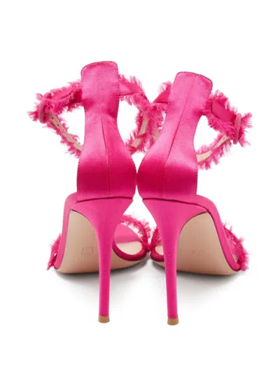 Pre-owned Gianvito Rossi 110mm Frayed-edge Heeled Sandals In Pink