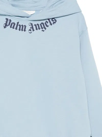 Palm Angels Logo-print Hoodie In Blue