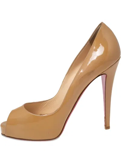 Pre-owned Christian Louboutin Leather Peep-toe Pumps In Neutral