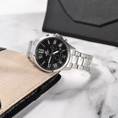 Casio Stainless Steel Strap Mens Black Analog In Metallic