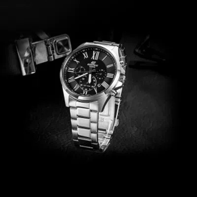 Casio Stainless Steel Strap Mens Black Analog In Metallic