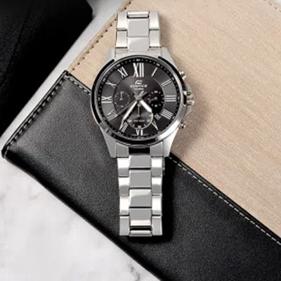 Casio Stainless Steel Strap Mens Black Analog In Metallic