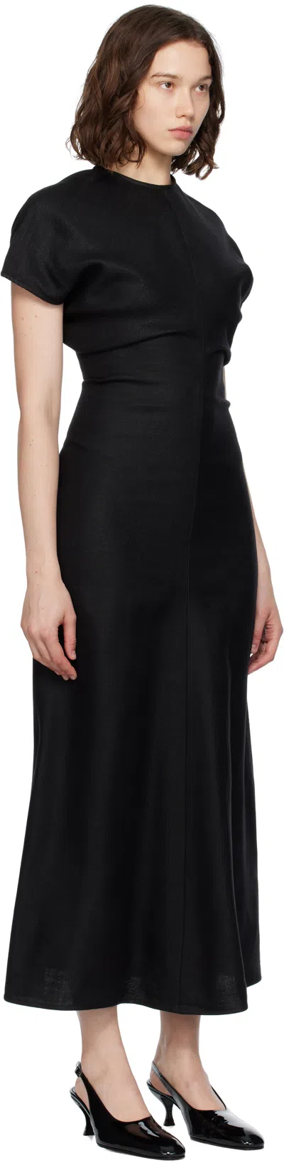 Totême Maxi Dress With Short Sleeves And Shine In Black
