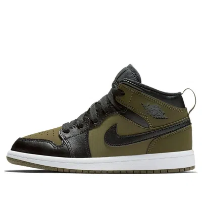 Air Jordan (ps)  1 Mid 'olive Canvas' In Green