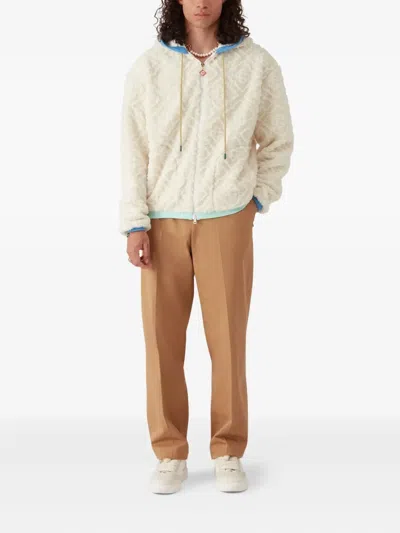 Casablanca Monogram Jacquard Oversized Fleece Jacket In White