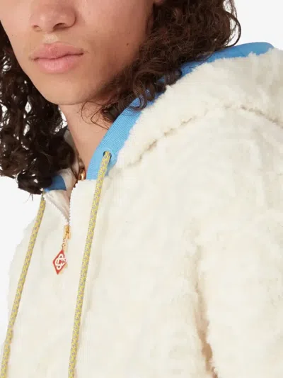 Casablanca Monogram Jacquard Oversized Fleece Jacket In White