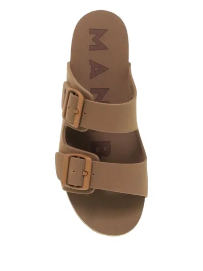 Manebi Double-buckle Sandals In Brown