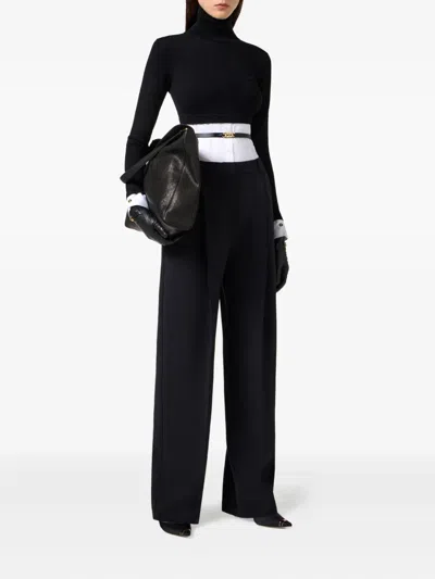 Elisabetta Franchi Poplin-insert Turtleneck Top In Multi