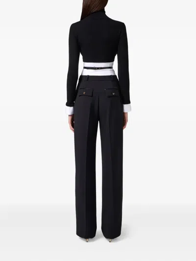 Elisabetta Franchi Poplin-insert Turtleneck Top In Multi