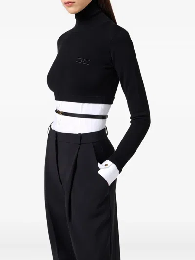 Elisabetta Franchi Poplin-insert Turtleneck Top In Multi