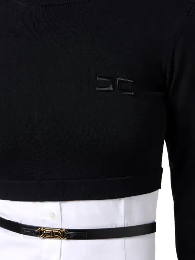 Elisabetta Franchi Poplin-insert Turtleneck Top In Multi