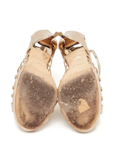 Pre-owned Jimmy Choo 105mm Leather Sandals In Neutral
