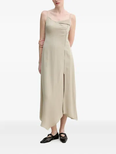 Nanushka Asymmetric Zip-up Dress In Neutral