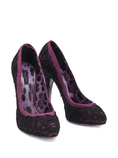 Pre-owned Dolce & Gabbana Lace Satin Pumps