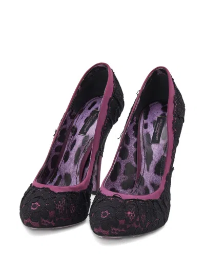 Pre-owned Dolce & Gabbana Lace Satin Pumps