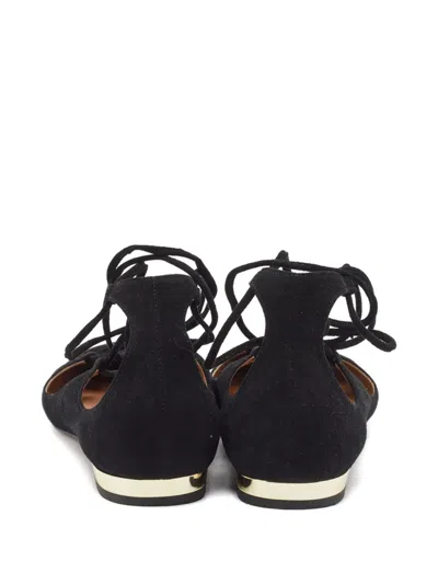 Pre-owned Aquazzura Lace-up Suede Flats