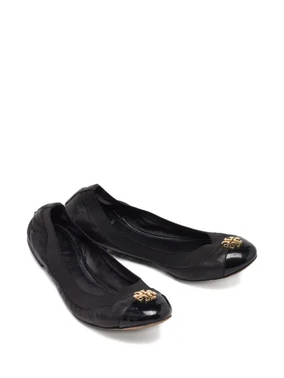 Pre-owned Tory Burch Patent Leather Emblem Flats