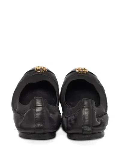 Pre-owned Tory Burch Patent Leather Emblem Flats